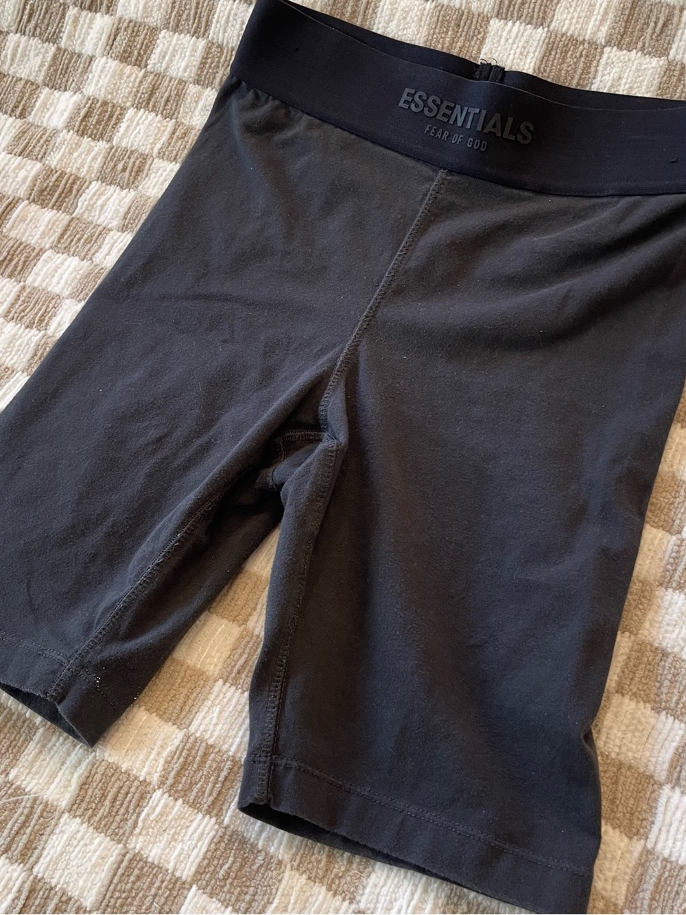 Essentials Black Logo Elastic Biker Shorts